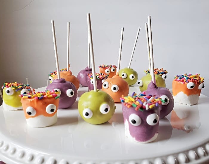 Monster Halloween treats on a tray