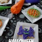 Outdoor table with decorated bat cookie