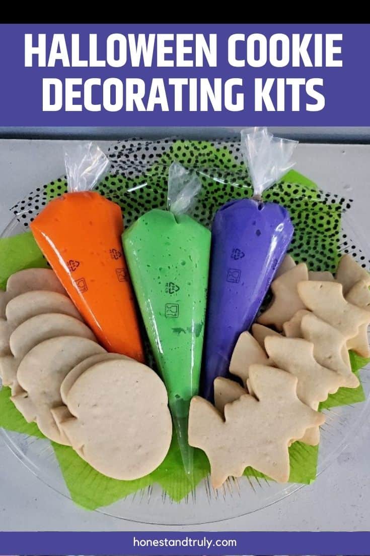 Platter of Halloween sugar cookies ready to decorate
