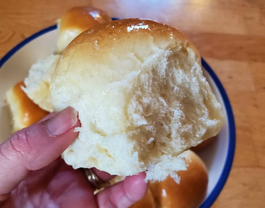 Closeup of a soft dinner roll