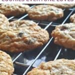 Cranberry Oatmeal cookies on a wire cooling rack