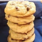 Stack of chocolate chip cookies.