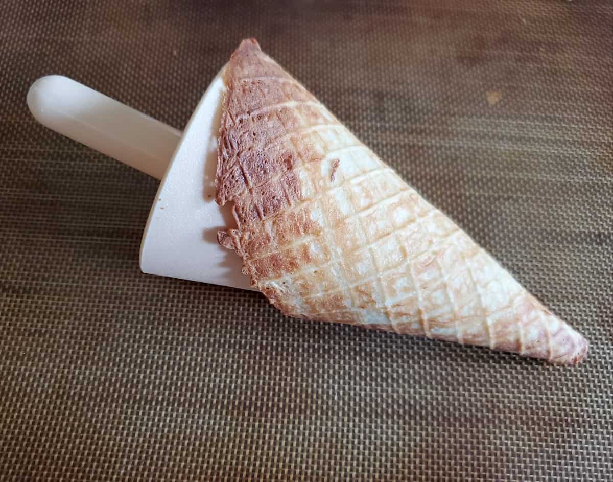 Waffle cone on the roller