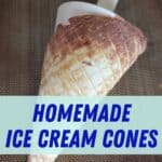 homemade waffle cone on the roller.