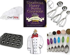 Collage of gifts for kid chefs.