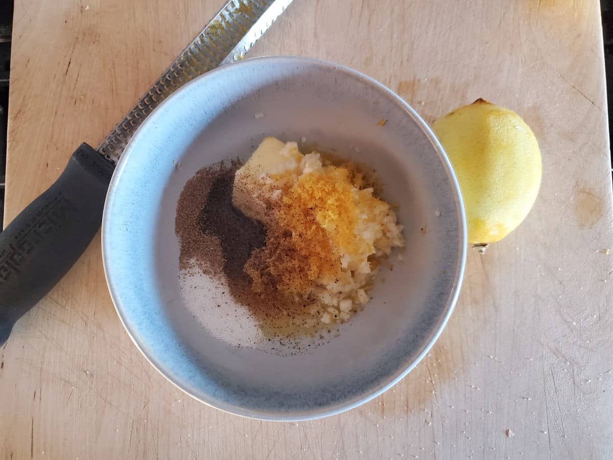 Ingredients for lemon zest butter.