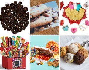 Collage of six images showing different collage care package ideas.