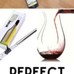 Collage of 3 wine gifts with text Perfect gifts for wine lovers.