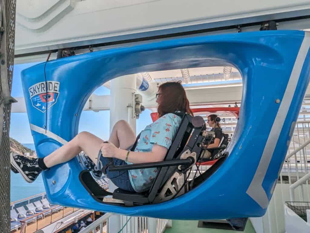 Image shows Kids riding the SkyRide.