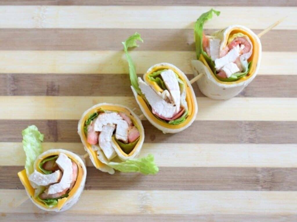 Image shows easy to make chicken taco wraps.
