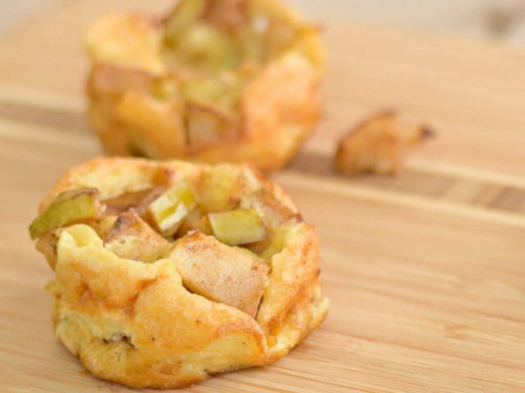 Image shows easy to make mini apple pancakes.