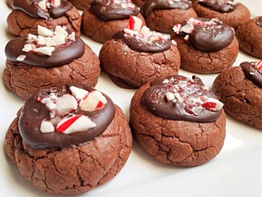 Image shows easy to make peppermint chocolate cookies.