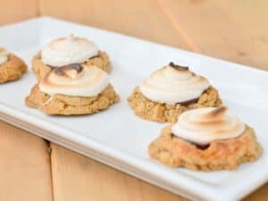 Image shows easy to make toasted smores cookies.