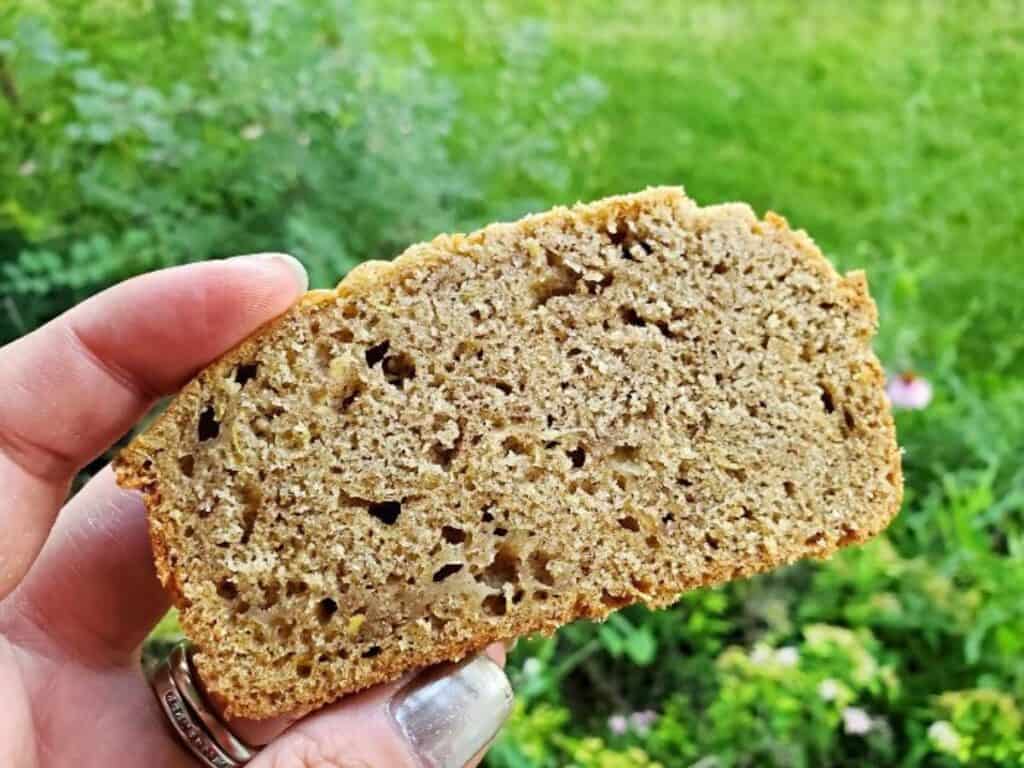 Image shows easy to make zucchini bread recipe.