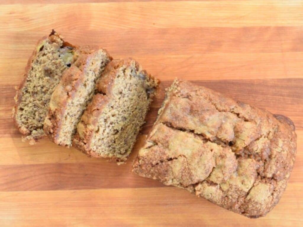 Image shows irresistible brown sugar banana bread.