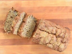 Image shows irresistible brown sugar banana bread.