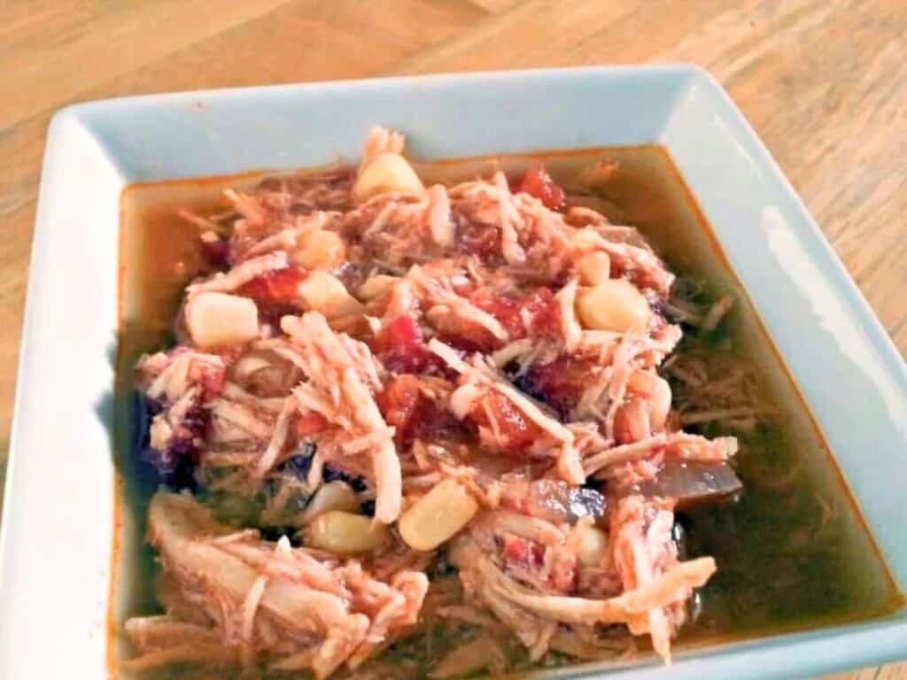 Image shows crockpot tortilla soup recipe.