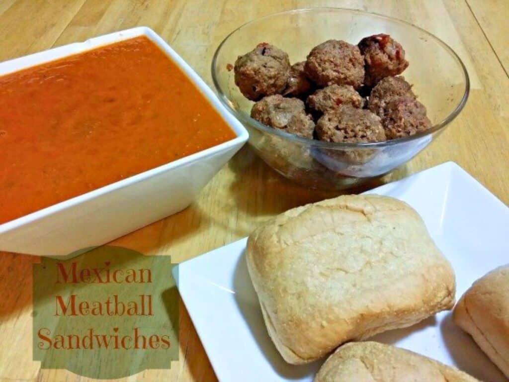 Image shows delicious Mexican meatball sandwiches.