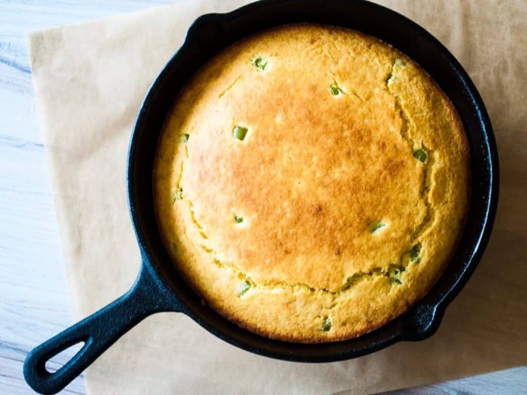 Image shows delicious jalapeño corn bread.