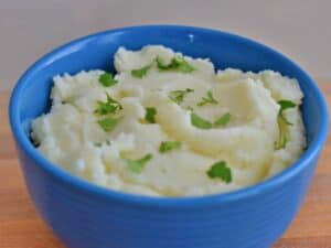 Image shows delicious mashed potato.