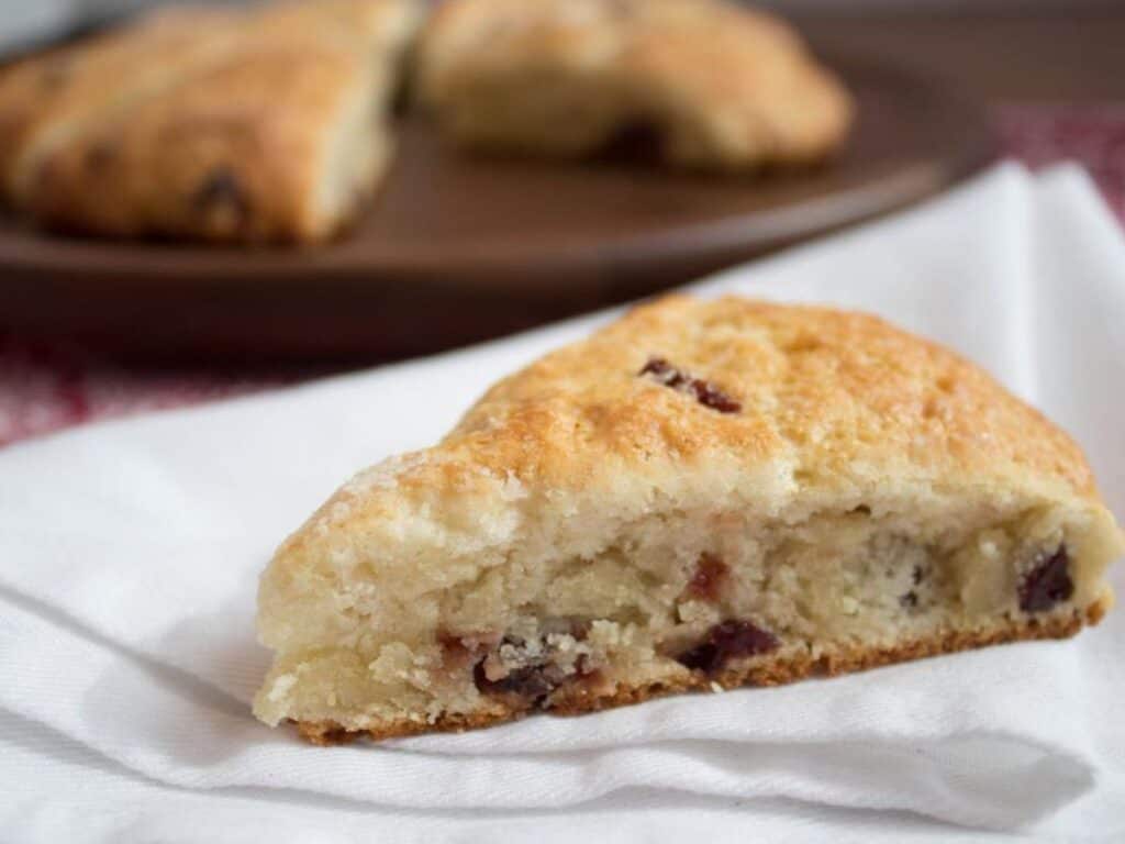 Image shows easy to make cranberry yogurt scone.