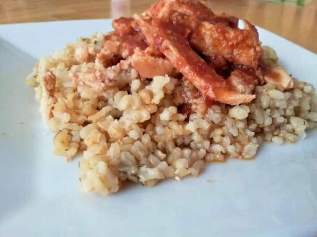 Image shows easy to make sweet tomato chicken.