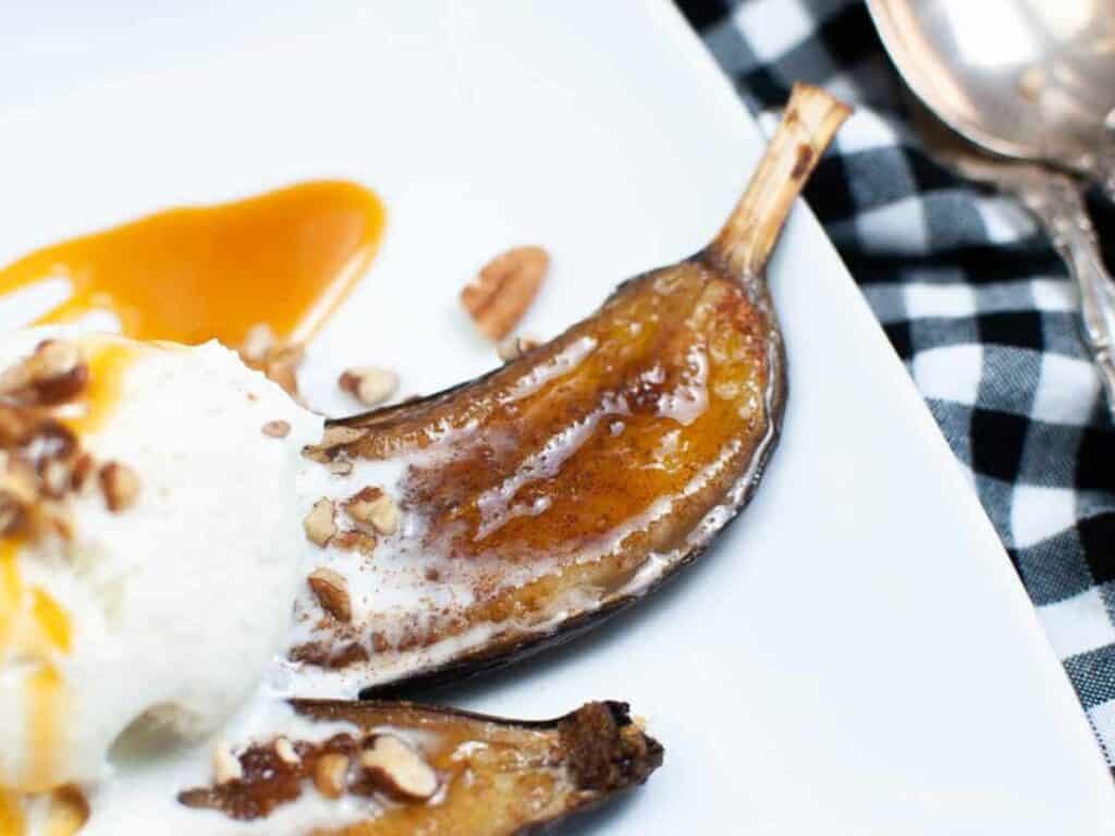 Image shows irresitible air fryer caramelized banana.