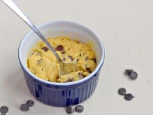 Image shows yummy microwave chocolate chip cookie.