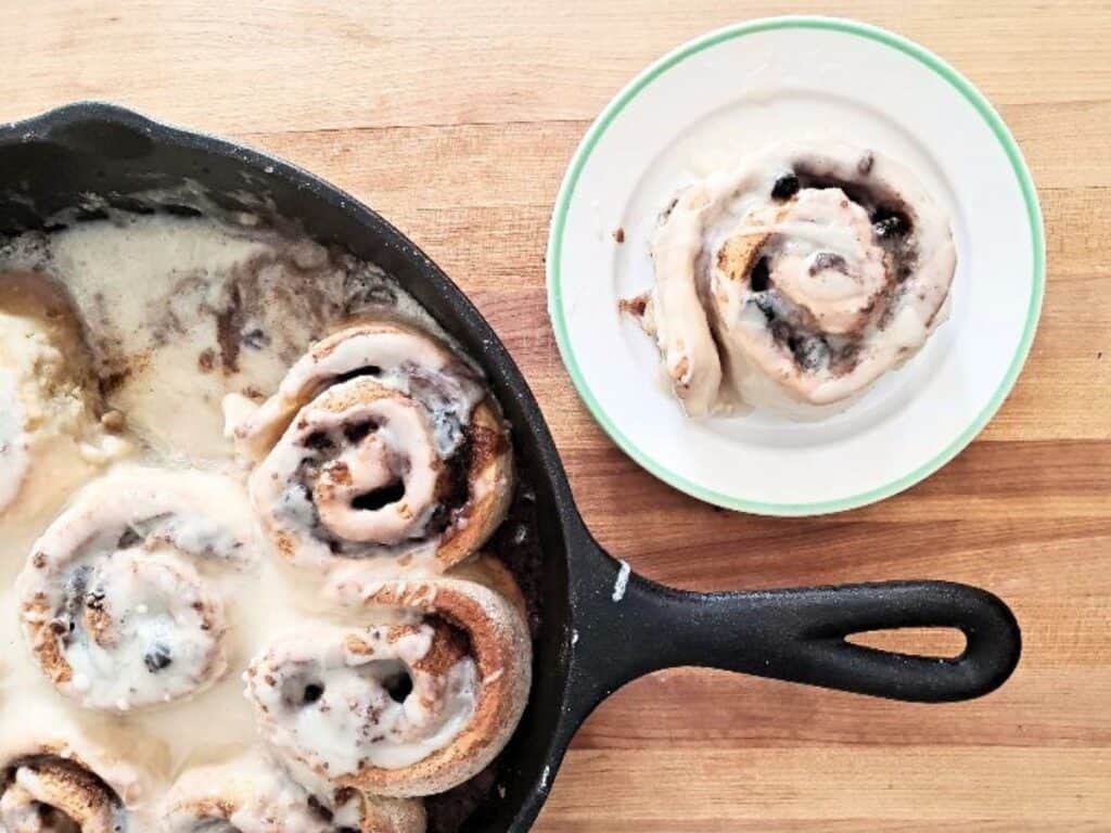 Image shows best homemade cinnamon roll recipe.