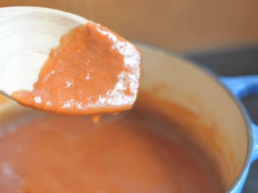 Image shows delicious homemade enchilada sauce.