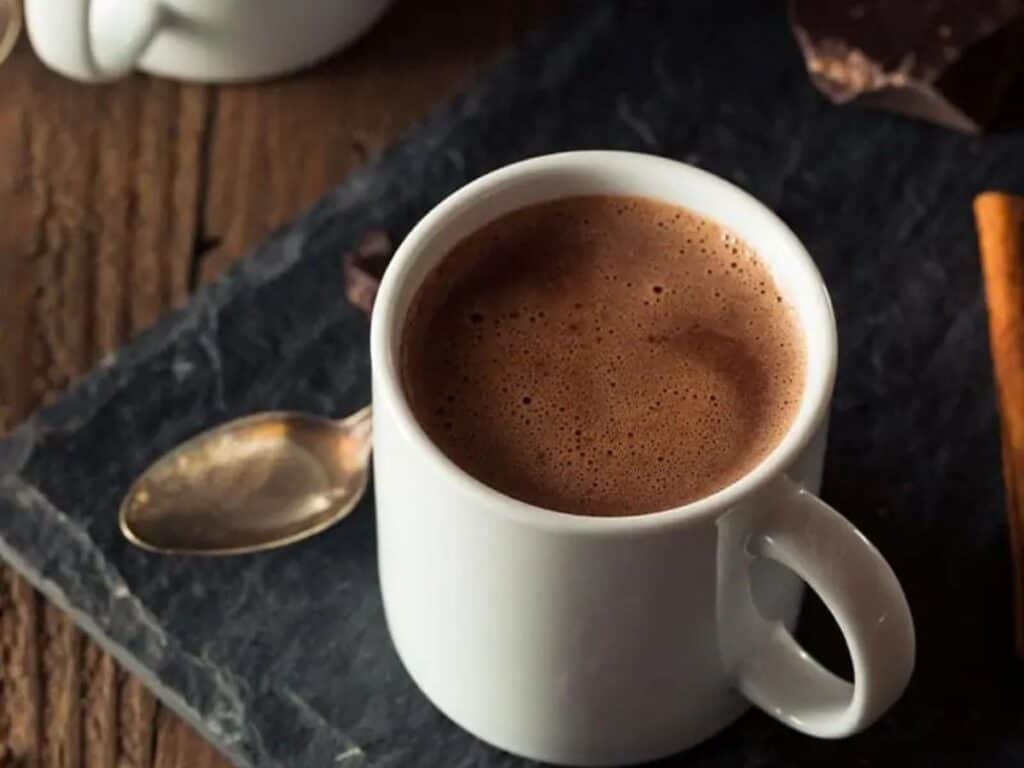 Image shows easy to make keto hot chocolate.