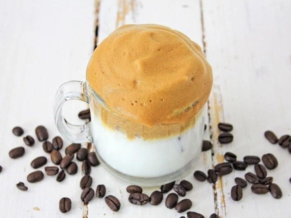 Image shows yummy dalgona coffee.