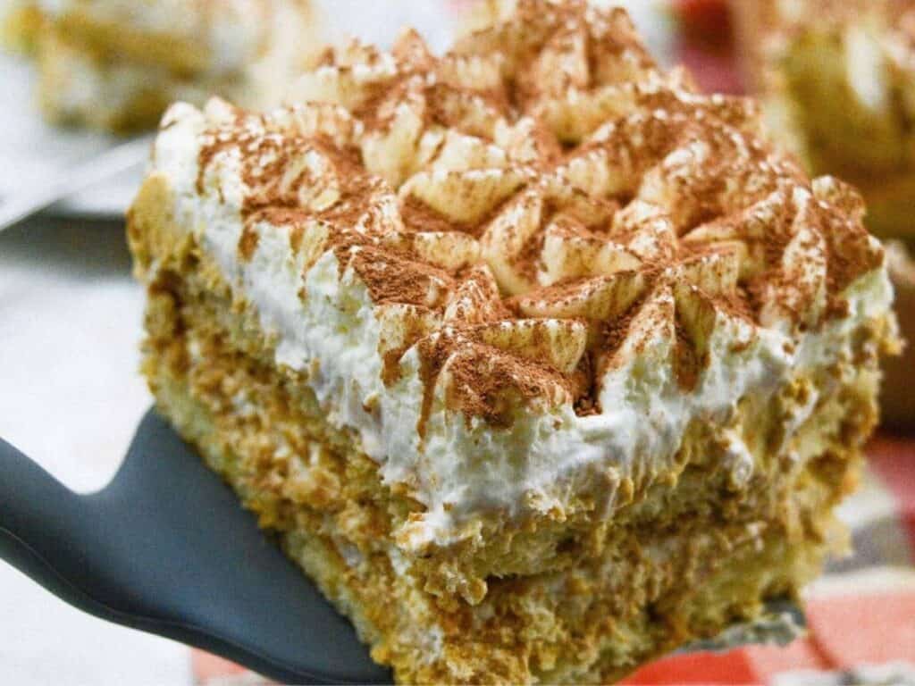 Image shows irresistible pumpkin tiramisu.