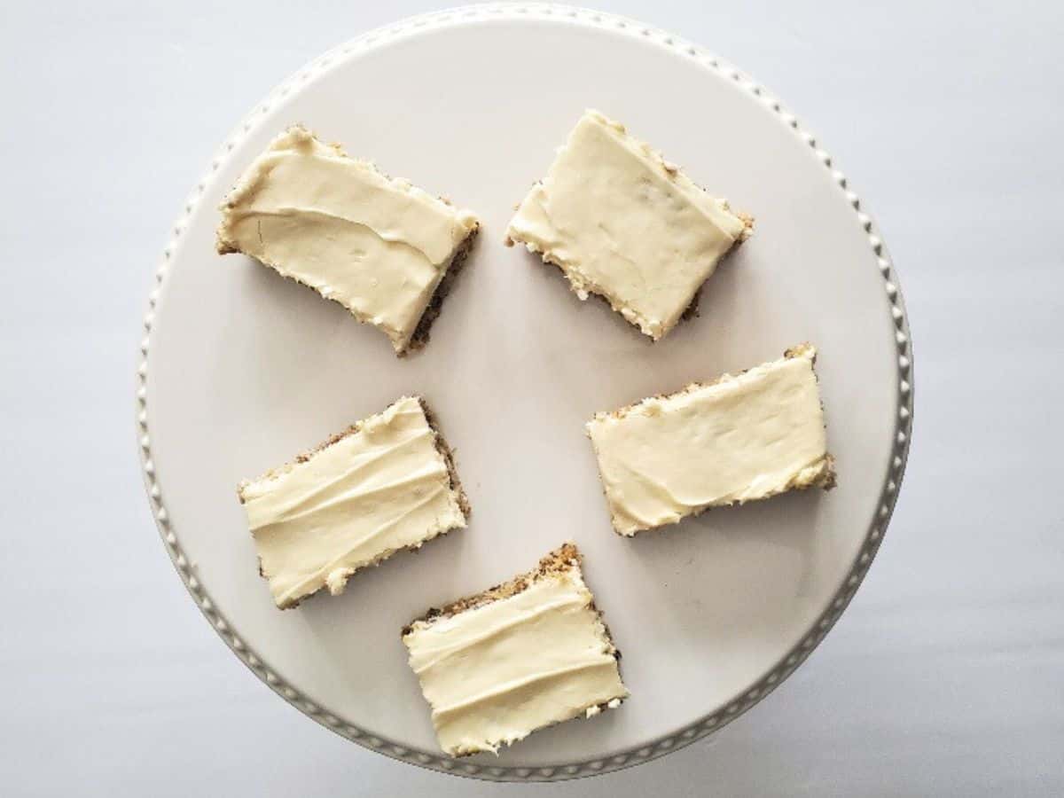 Image shows frosted banana bars recipe.