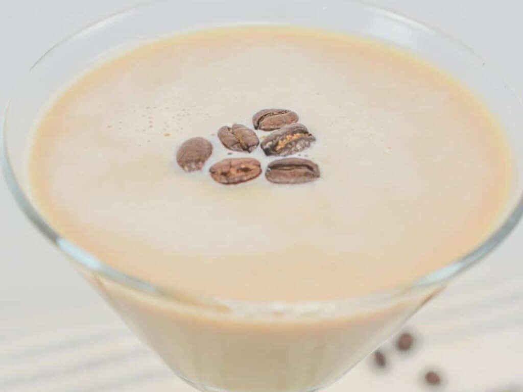 Image shows irresistible espresso martini with Baileys.