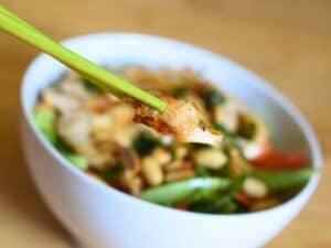 Image shows irresistible kung pao chicken salad.