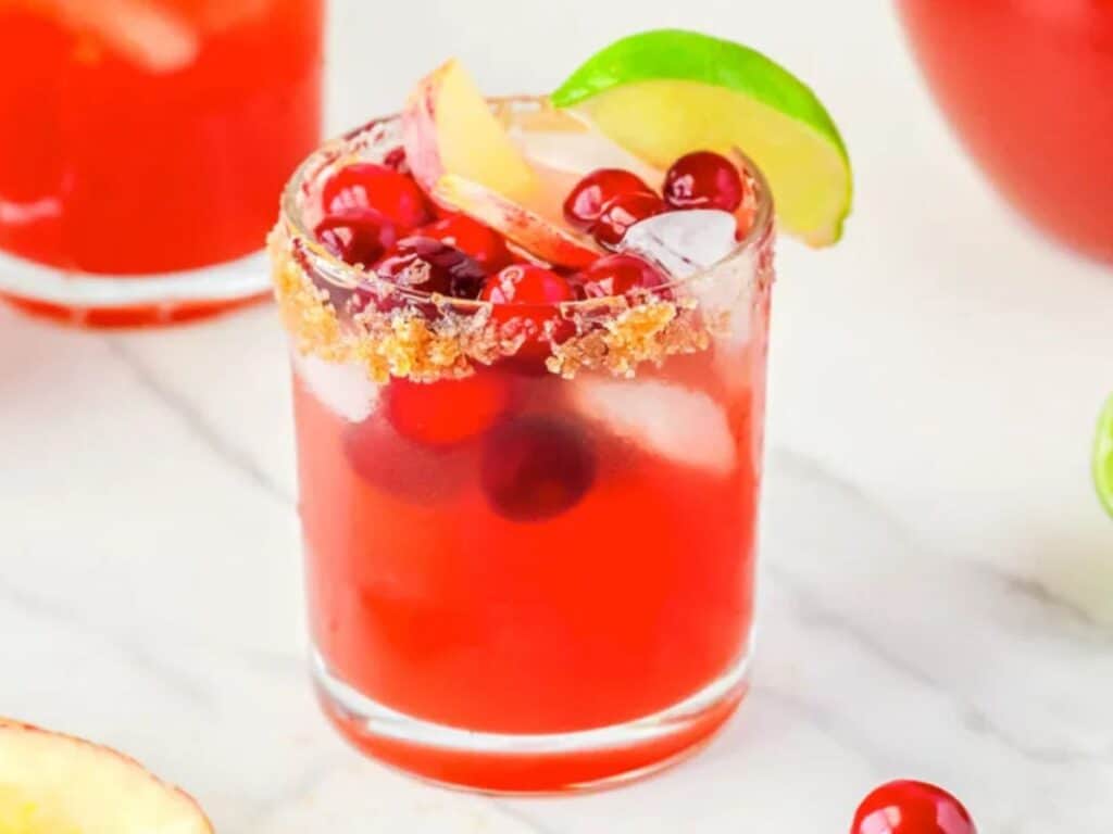 Image shows yummy Christmas margarita.
