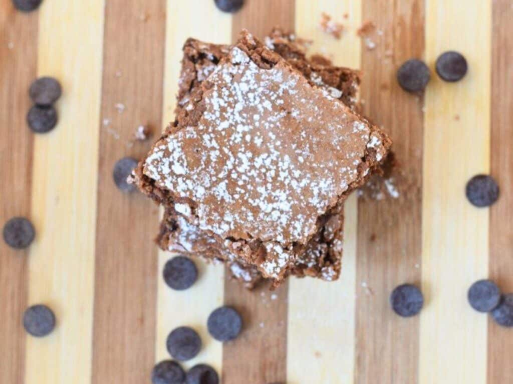 Image shows easy and irresistible homemade brownies.