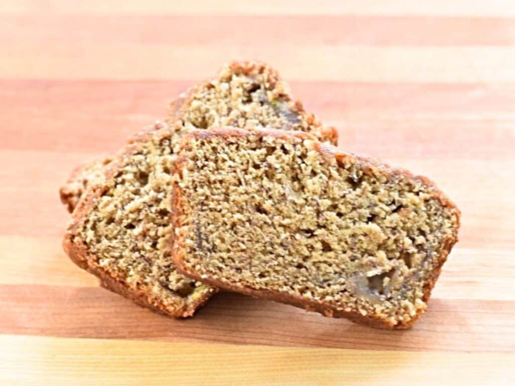 Image shows irresistible banana bread.