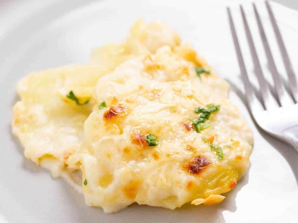 Image shows yummy and easy scalloped potatoes.