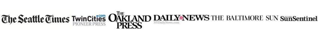 Image shows a banner of six newspaper corporations.