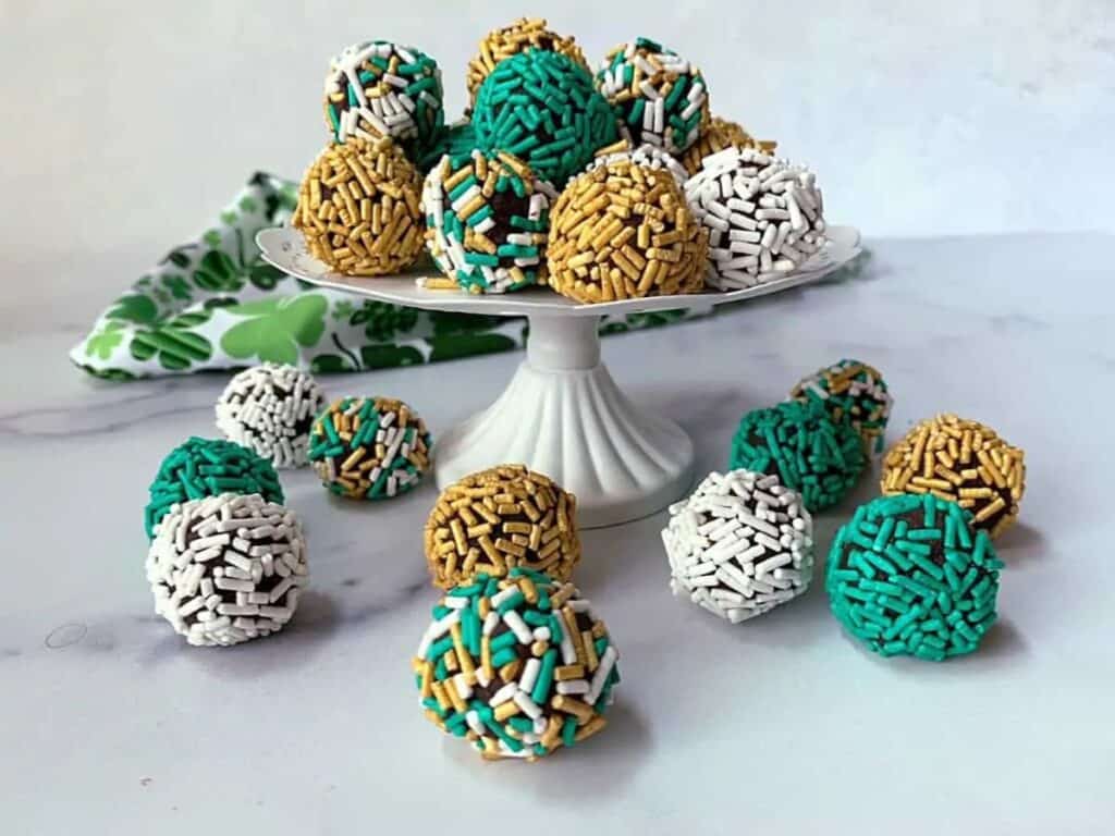 Image shows delicious Bailey’s chocolate truffles.