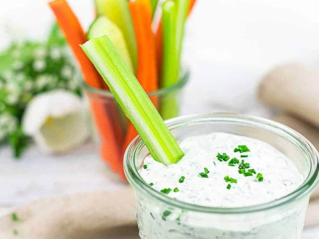 Image shows delicious homemade ranch dressing.