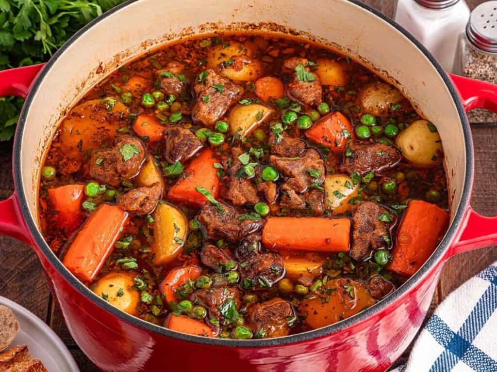 Image shows easy to make lamb stew.