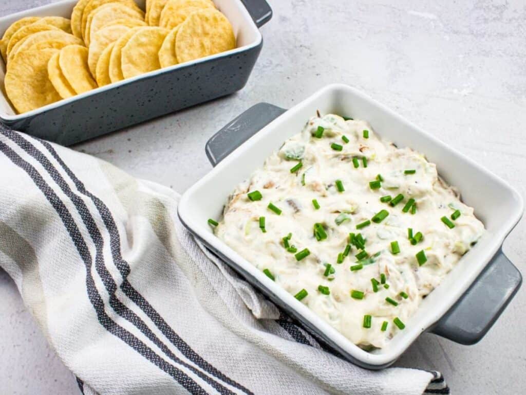 Image shows yummy cold crab dip.