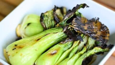 Image shows bowl of irresistible baby bok choy.