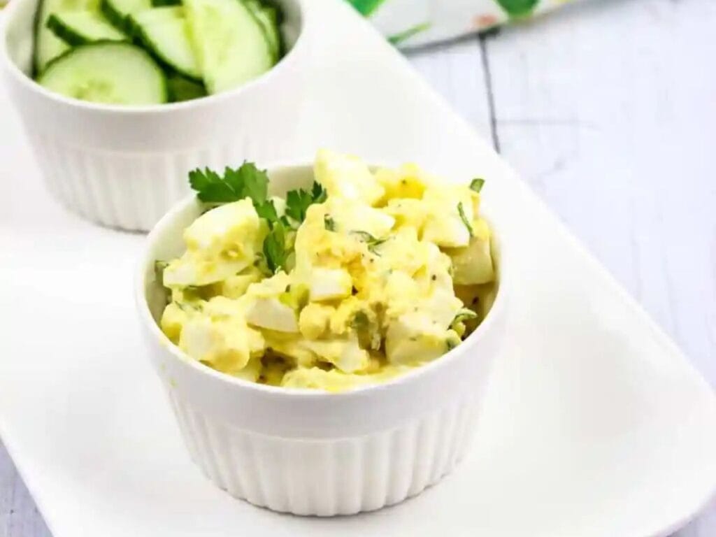 Image shows delicious egg salad.