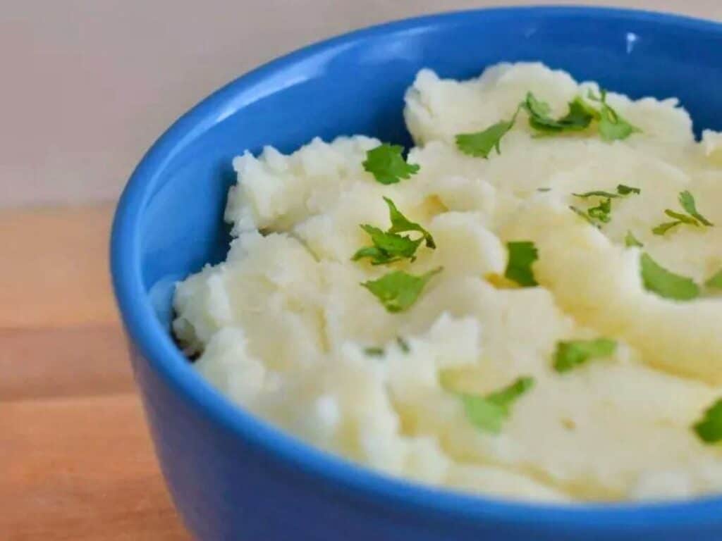 Image shows easy to make mashed potatoes.