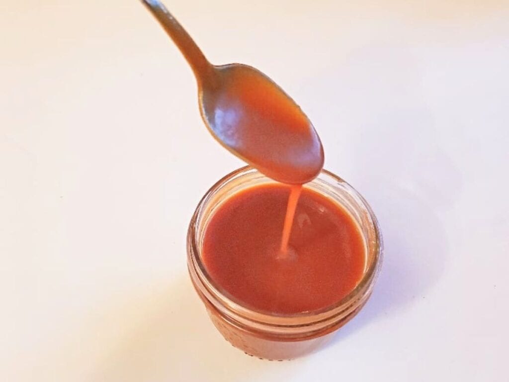 Image shows easy to make salted caramel sauce.