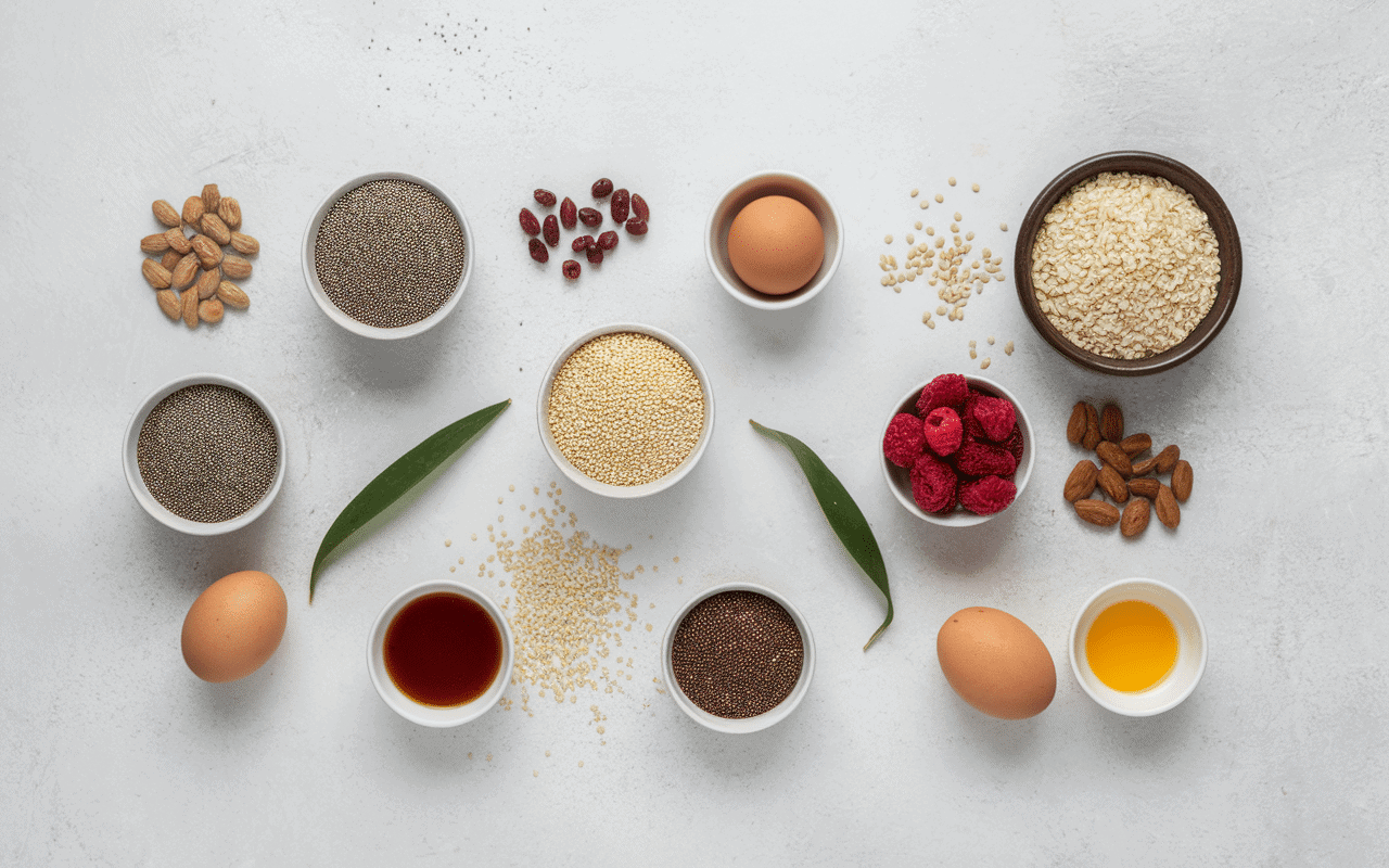 Ingrédients sans gluten pour un petit déjeuner équilibré